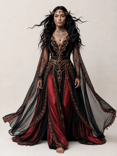 Costume design variant 1 for Ara, queen of Araka