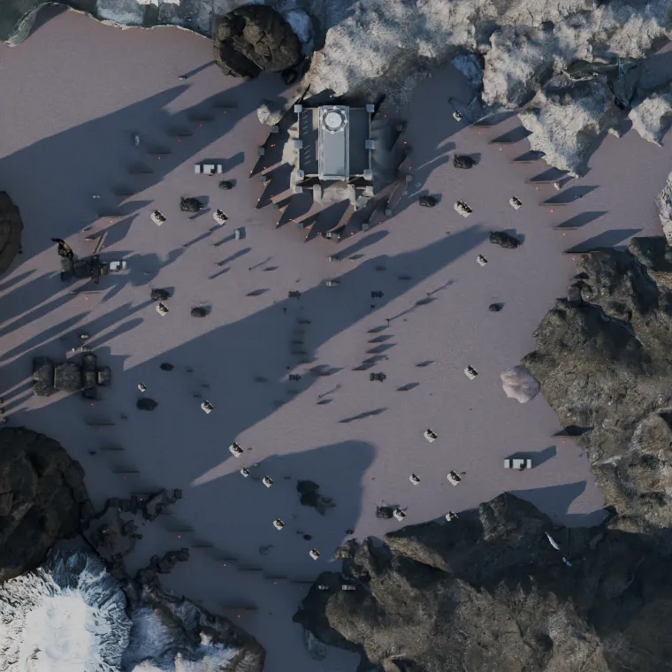 Aerial Blender blockout of the Araka walled compound